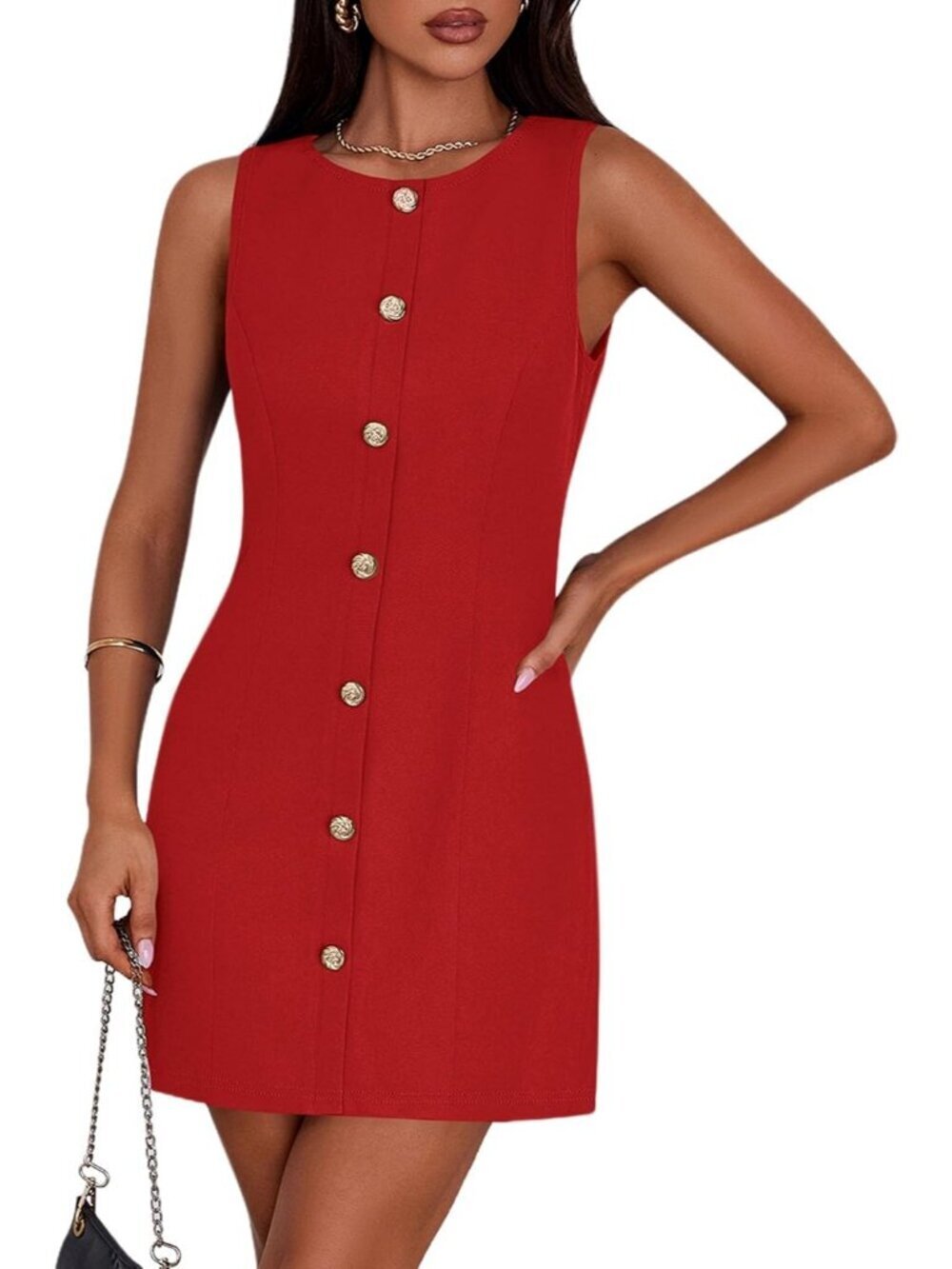 Pretty Garden Women's Green Formal Sleeveless Button Down Elegant Mini Dress